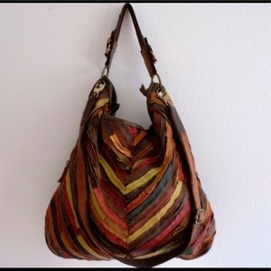Boho leather patchwork handbag